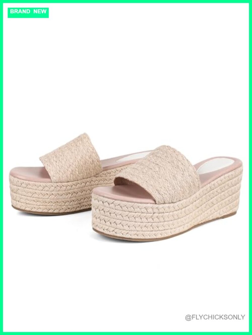 Platform Wedge Sandals Slip On Jute Espadrille Mules for Women Casual Beach